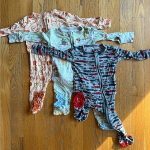 Posh Peanut Kids One Piece Footies 2 (3-6) & 1 (6-9)